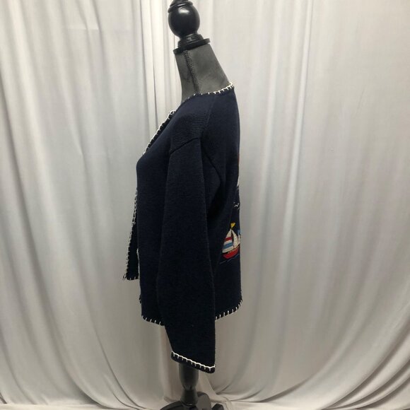 Marisa Christina Nautical Cardigan Womens Size XL Vintage Sweater Embroidered - Picture 2 of 9